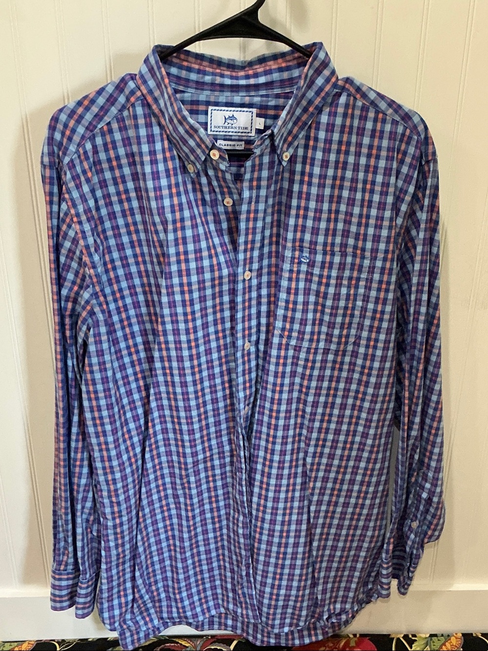 Southern Tide Blue and Pink Plaid Button-Down Shirt